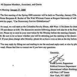 Announcements, 2000-01-12. ...
