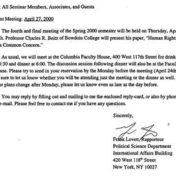 Announcements, 2000-04-05. ...