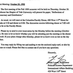Announcements, 1999-10-18. ...