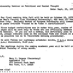 Announcements, 1970-09-25. ...
