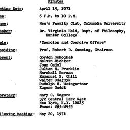 Minutes, 1971-04-15. Studie...