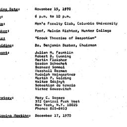 Minutes, 1970-11-19. Studie...