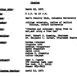 Minutes, 1971-03-25. Studie...