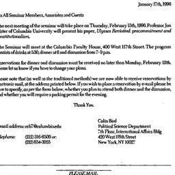 Announcements, 1996-01-17. ...