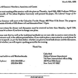 Announcements, 1996-03-19. ...