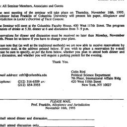 Announcements, 1995-10-19. ...