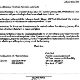 Announcements, 1995-10-19. ...