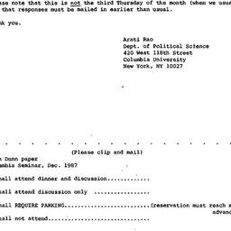 Announcements, 1987-11-19. ...