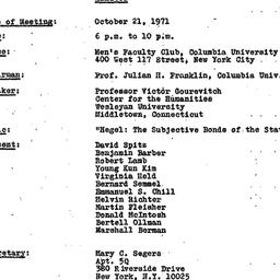 Minutes, 1971-10-21. Studie...
