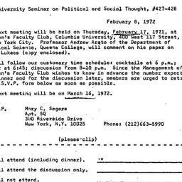 Announcements, 1972-02-08. ...