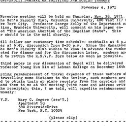 Announcements, 1971-11-04. ...
