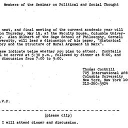 Announcements, 1980-04-23. ...