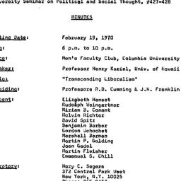 Minutes, 1970-02-19. Studie...