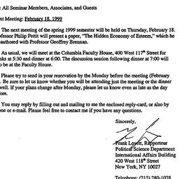 Announcements, 1999-01-28. ...