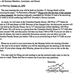 Announcements, 1998-09-29. ...