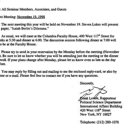 Announcements, 1998-10-29. ...