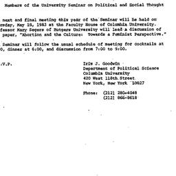 Announcements, 1983-05-06. ...
