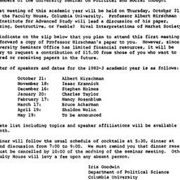 Announcements, 1982-10-01. ...