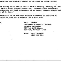 Announcements, 1983-02-01. ...