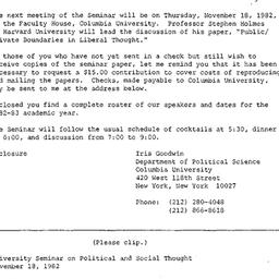 Announcements, 1982-11-02. ...