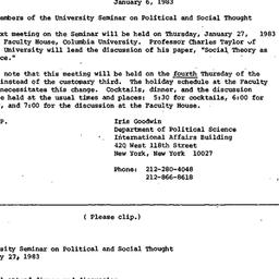 Announcements, 1983-01-06. ...