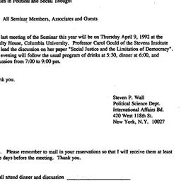 Announcements, 1992-04-09. ...