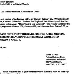 Announcements, 1992-02-20. ...
