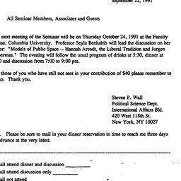 Announcements, 1991-09-22. ...