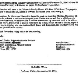 Announcements, 1996-11-01. ...
