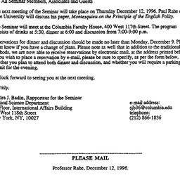 Announcements, 1996-11-01. ...