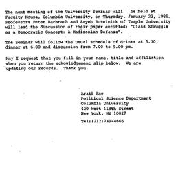 Announcements, 1986-01-07. ...