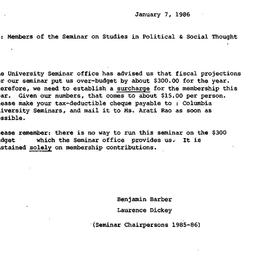 Announcements, 1986-01-07. ...