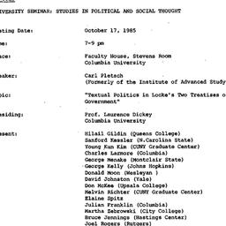 Minutes, 1985-10-17. Studie...