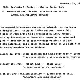 Announcements, 1985-11-10. ...