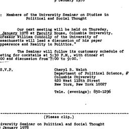 Announcements, 1978-01-09. ...