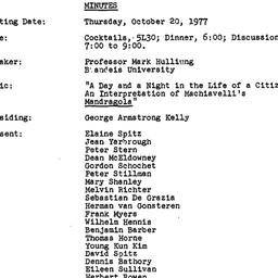 Minutes, 1977-10-20. Studie...