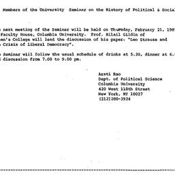 Announcements, 1985-01-29. ...