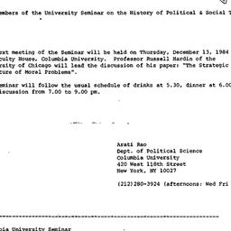 Announcements, 1984-11-17. ...