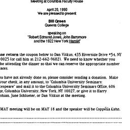 Announcements, 1990-04-20. ...