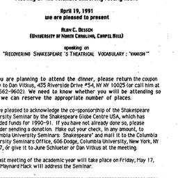 Announcements, 1991-04-19. ...
