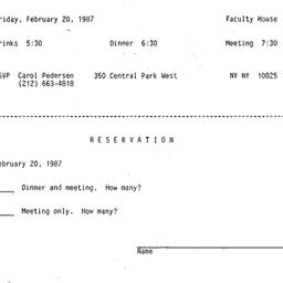 Announcements, 1987-02-20. ...