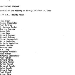 Minutes, 1986-10-17. Shakes...