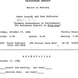 Announcements, 1986-10-17. ...