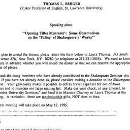 Announcements, 1995-04-07. ...