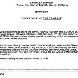 Announcements, 1993-02-12. ...