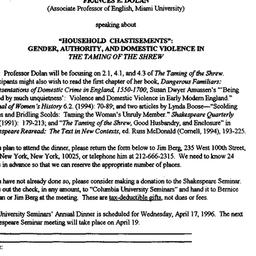 Announcements, 1996-03-08. ...