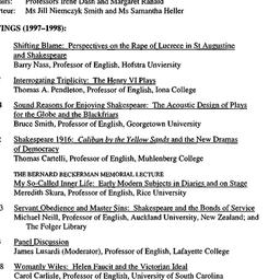 Schedules, Shakespeare, sem...