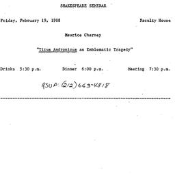 Announcements, 1988-02-19. ...