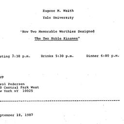 Announcements, 1987-09-18. ...