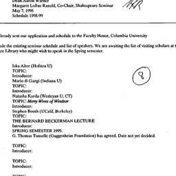 Announcements, 1999-05-07. ...